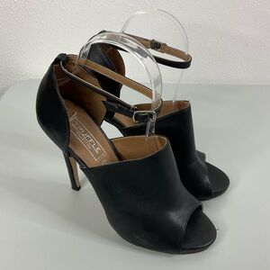 Truffle Collection Black Ankle Strap Peep Toe Heels Size 38‎
